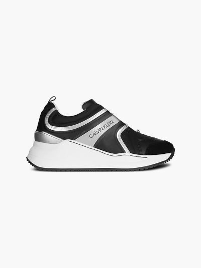 Calvin Klein Cipők HU948173 | Calvin Klein Faux Bőr Női Sportcipő Fekete